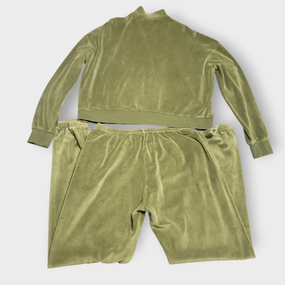 Kule Womens Velour Tracksuit Olive Green Full Zip Jacket and Joggers Set Size M - Picture 3 of 16